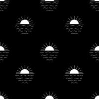 Hand Drawn Vector Seamless Pattern With Sun And Waves