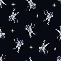 Hand Drawn Astronauts Seamless Pattern. vector