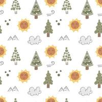 Simple Tree seamless pattern in organic style vector