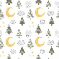 Simple Tree seamless pattern in organic style vector