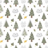 Simple Tree seamless pattern in organic style vector