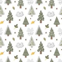 Simple Tree seamless pattern in organic style vector