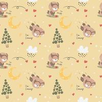 Cute Owl Nursery seamless pattern vector