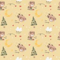 Cute Owl Nursery seamless pattern vector