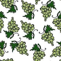 Grape, pear and apple vector seamless pattern on white background