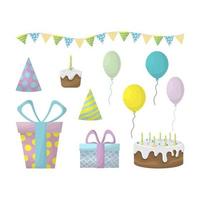 Present and party set on white background vector