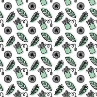 Vector seamless pattern. Outline Illustrations of reusable cups. Coffee and tea mugs for take away drinks. For advertising social media posts printing on paper and fabric.