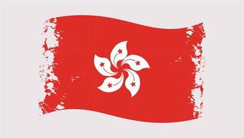 impresión de diseño de bandera de pincel ondulado de hong kong vector