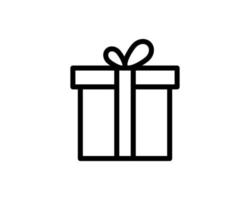 Gift box icon or present icon. Gift box in line style. Applicable for celebration or present, ribbon, win design. Present symbol. Vector illustration.