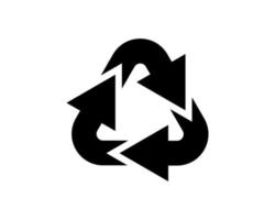 black recycle icon. Recycle label separately on white background. Three black arrows. Recycle vector