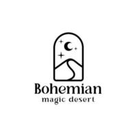 logotipo del desierto bohemio. logotipo del desierto mágico. delinear el logo del desierto. ilustrador vectorial