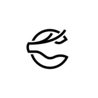 Letter C deer logo. Outline deer silhouette with Letter C initials logo vector