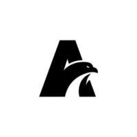 letter A eagle logo design. Letter A initials. Eagle head silhouette negative space vector