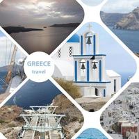 Set of summer photos in Santorini island, Greece