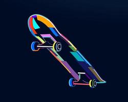 Abstract skateboard from multicolored paints. Colored drawing. Vector illustration of paints