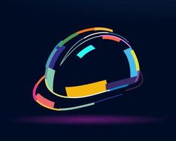 Abstract construction helmet from multicolored paints. Colored drawing. Vector illustration of paints