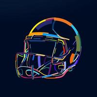 Abstract american football helmet from multicolored paints. Colored drawing. Vector illustration of paints