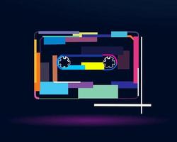 Abstract tape recorder cassette from multicolored paints. Colored drawing. Vector illustration of paints