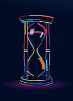 Abstract wooden hourglass from multicolored paints. Colored drawing. Vector illustration of paints