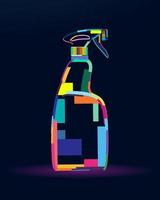 Abstract spray cleaner, dispenser, detergents from multicolored paints. Colored drawing. Vector illustration of paints