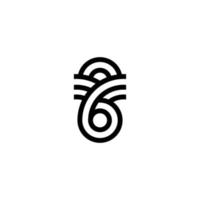 logotipo inicial número 6 abstracto. plantilla de logotipo de contorno de granja o campo