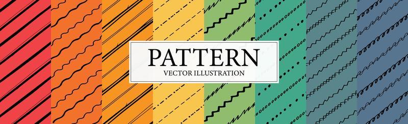 Assembly of seamless patterns, abstract shapes - Vector