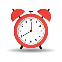 Red alarm clock with shadow on white background vector