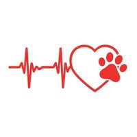 Pulse with dog heart and paw vector