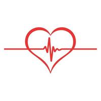 Illustration of a heart with a heartbeat line vector