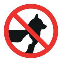 ilustración de un signo de prohibición de animales de gatos y perros en un fondo blanco vector