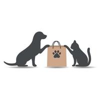 ilustración del logo de una tienda de mascotas con un perro y un gato vector