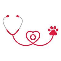 Veterinary practice with a stethoscope and a paw print vector