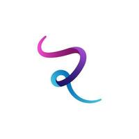 abstract initial letter R line logo vector colorful
