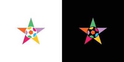 diseño de logotipo de estrella de fútbol moderno y colorido vector