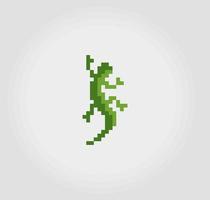Gecko de píxeles de 8 bits. lagarto en ilustraciones vectoriales para puntos de cruz y activos de juego. vector