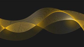 Abstract background with gold lines on black background. Modern luxury design. dynamic linear waves vector