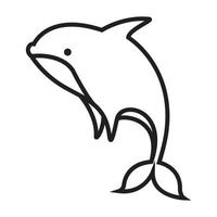 cute cartoon orca whale lines logo symbol vector icon illustration graphic design