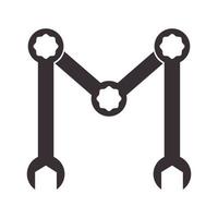 letra m para el símbolo del logotipo mecánico icono vectorial ilustración diseño gráfico vector