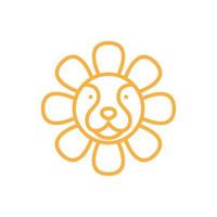 cara lindo perro con diseño de logotipo de flor de sol, símbolo gráfico vectorial icono ilustración idea creativa vector