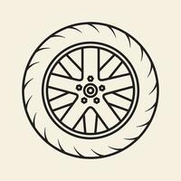 car tire line with wheel rim logo design vector icon symbol graphic illustration