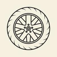 car tire line with wheel rim logo design vector icon symbol graphic illustration