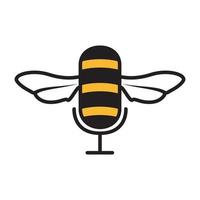 abeja podcast logotipo símbolo vector icono ilustración diseño gráfico