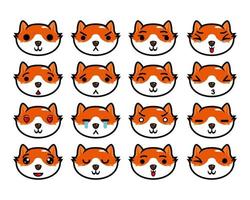 Set collection of cute head fox mascot design character. Isolated on a white background. Cute character mascot logo idea bundle concept vector