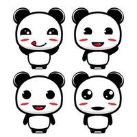 colección prset de lindo diseño de mascota panda. Aislado en un fondo blanco. concepto lindo del paquete de la idea del logotipo de la mascota del personaje vector