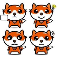 Set collection of cute fox mascot design character. Isolated on a white background. Cute character mascot logo idea bundle concept vector