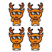 Set collection of cute deer mascot design. Isolated on a white background. Cute character mascot logo idea bundle concept vector