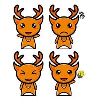 Set collection of cute deer mascot design. Isolated on a white background. Cute character mascot logo idea bundle concept vector