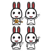 Set collection of cute rabbit mascot design. Isolated on a white background. Cute character mascot logo idea bundle concept vector