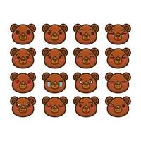 Set collection of cute bear mascot design character. Isolated on a white background. Cute character mascot logo idea bundle concept vector