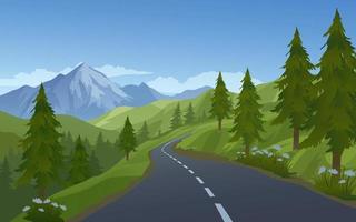 Road in the beautiful mountain forest landscape vector